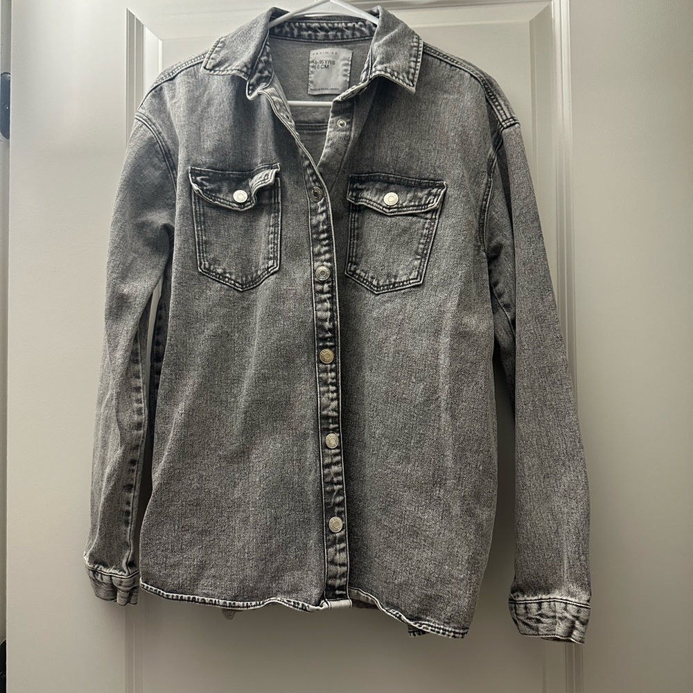 NWOT Primark grey denim button down size S